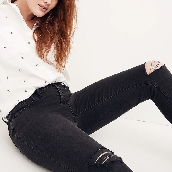 Madewell $128 9" Mid-Rise Skinny Jeans in Black Sea size 25 NWT H2230 - Picture 2 of 14